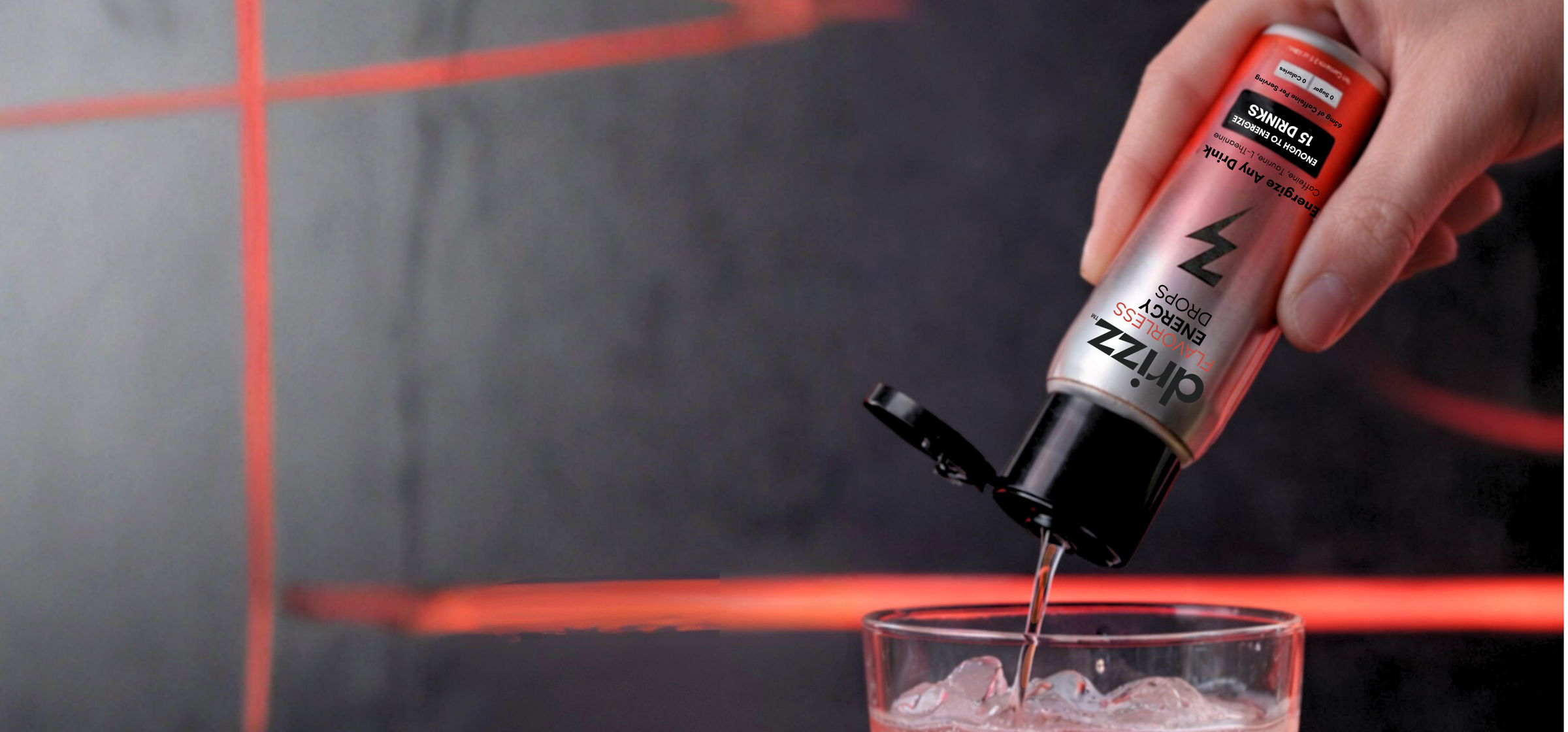 Drizz energy drops being added to water after a workout to create an energy drink without changing taste