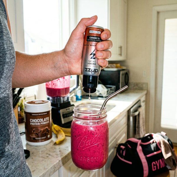 Drizz Energy Drops with a smoothie