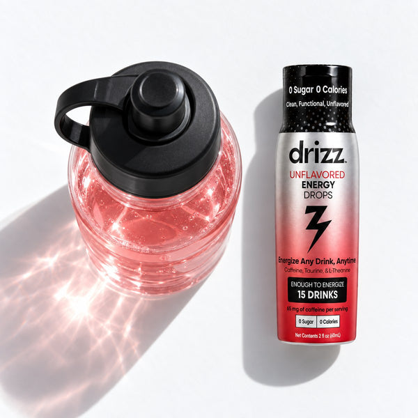 Drizz Unflavored Energy Drops squeezed into electrolyte drink