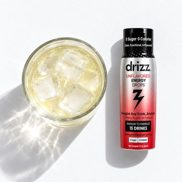 Drizz Unflavored Energy Drops squeezed into lemonade