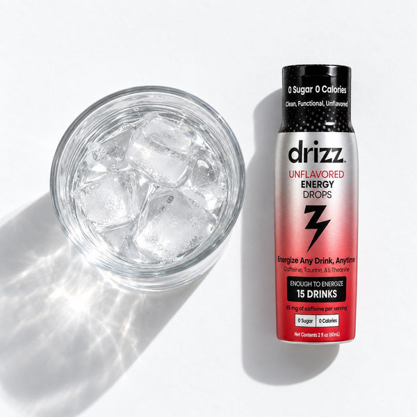 Drizz Unflavored Energy Drops squeezed into water